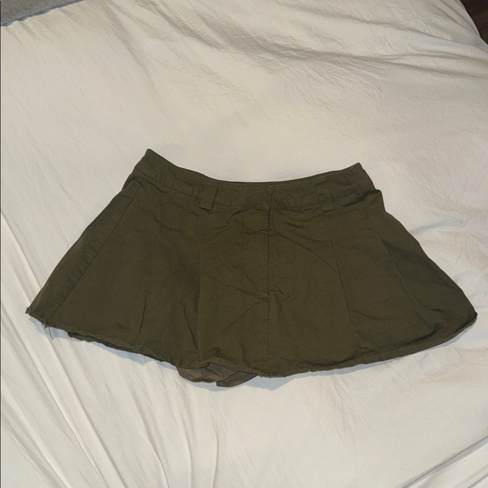 Army Green Steve Madden Pleated Mini Skirt